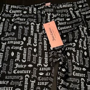 Juicy Couture Black and White Logo Print Pants